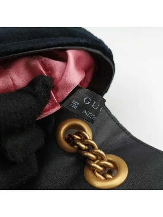 Gucci GG Marmont Black Multicolor Velour Messenger Bag - Picture 12 of 16